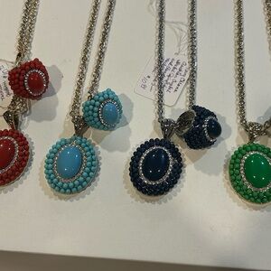 Elegant Multi-Color Beaded Pendant Necklace Set